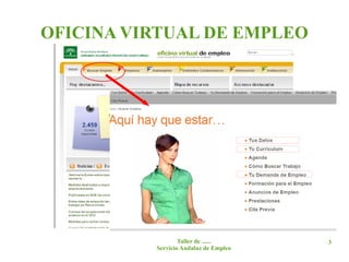 OFICINA VIRTUAL DE EMPLEO




                  Taller de ......     3
          Servicio Andaluz de Empleo
 