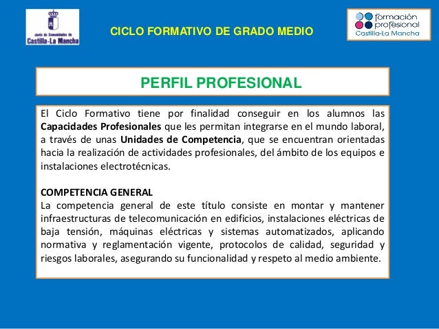 Perfil profesional tecnico electricista