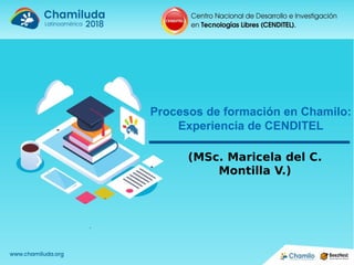 Procesos de formación en Chamilo:
Experiencia de CENDITEL
(MSc. Maricela del C.
Montilla V.)
 