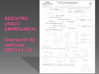 REGISTRO
UNICO
EMPRESARIAL
Inscripción de
matrícula:
0507114-15
 
