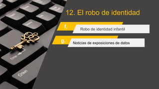 12. El robo de identidad
f. Robo de identidad infantil
Noticias de exposiciones de datos
g.
 
