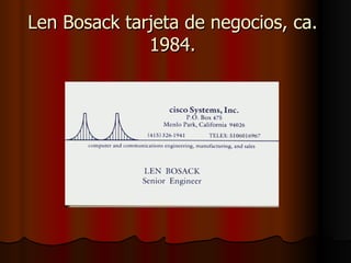 Len Bosack tarjeta de negocios, ca.  1984.  