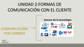 UNIDAD 2:FORMAS DE
COMUNICACIÓN CON EL CLIENTE
VIDEO
PRÁCTICO
Avance de la tecnología
 