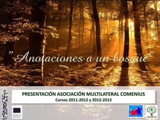 ”Anotaciones a un bosque”

  PRESENTACIÓN ASOCIACIÓN MULTILATERAL COMENIUS
              Cursos 2011-2012 y 2012-2013
 