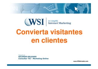 Convierta visitantes
   en clientes
Preparado por:
RICARDO DELGADO
Consultor TIC - Marketing Online
                                   www.WSIdrivebiz.com
 