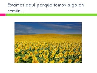 Estamos aquí porque temos algo en común… 