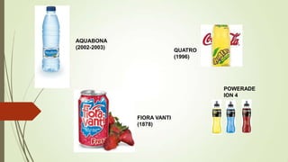 AQUABONA
(2002-2003)
FIORA VANTI
(1878)
QUATRO
(1996)
POWERADE
ION 4
 
