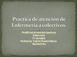 Pontificia Universidad Javeriana  Enfermería  IV semestre  Profesoras: Yazmin Puerto Mojica  Sandra Ortiz 