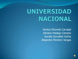 Yanitza Elizondo Carvajal
Adriana Hidalgo Campos
Aurelia González Garita
Alejandra Montero Vargas
 