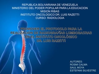 REPUBLICA BOLIVARIANA DE VENEZUELA
MINISTERIO DEL PODER POPULAR PARA LA EDUCACION
MISION RIBAS
INSTITUTO ONCOLOGICO DR. LU...