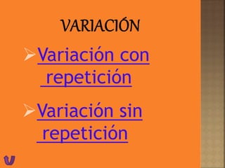 Variación con
repetición
Variación sin
repetición
 
