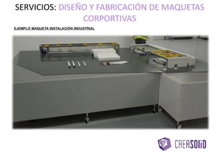 EJEMPLO MAQUETA INSTALACIÓN INDUSTRIAL
SERVICIOS: DISEÑO Y FABRICACIÓN DE MAQUETAS
CORPORTIVAS
 