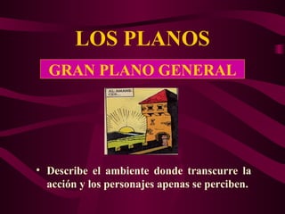 LOS PLANOS Describe el ambiente donde transcurre la acción y los personajes apenas se perciben. GRAN PLANO GENERAL 