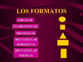 LOS FORMATOS RECTANGULAR HORIZONTAL CIRCULAR CUADRANGULAR TRIANGULAR RECTANGULAR VERTICAL  