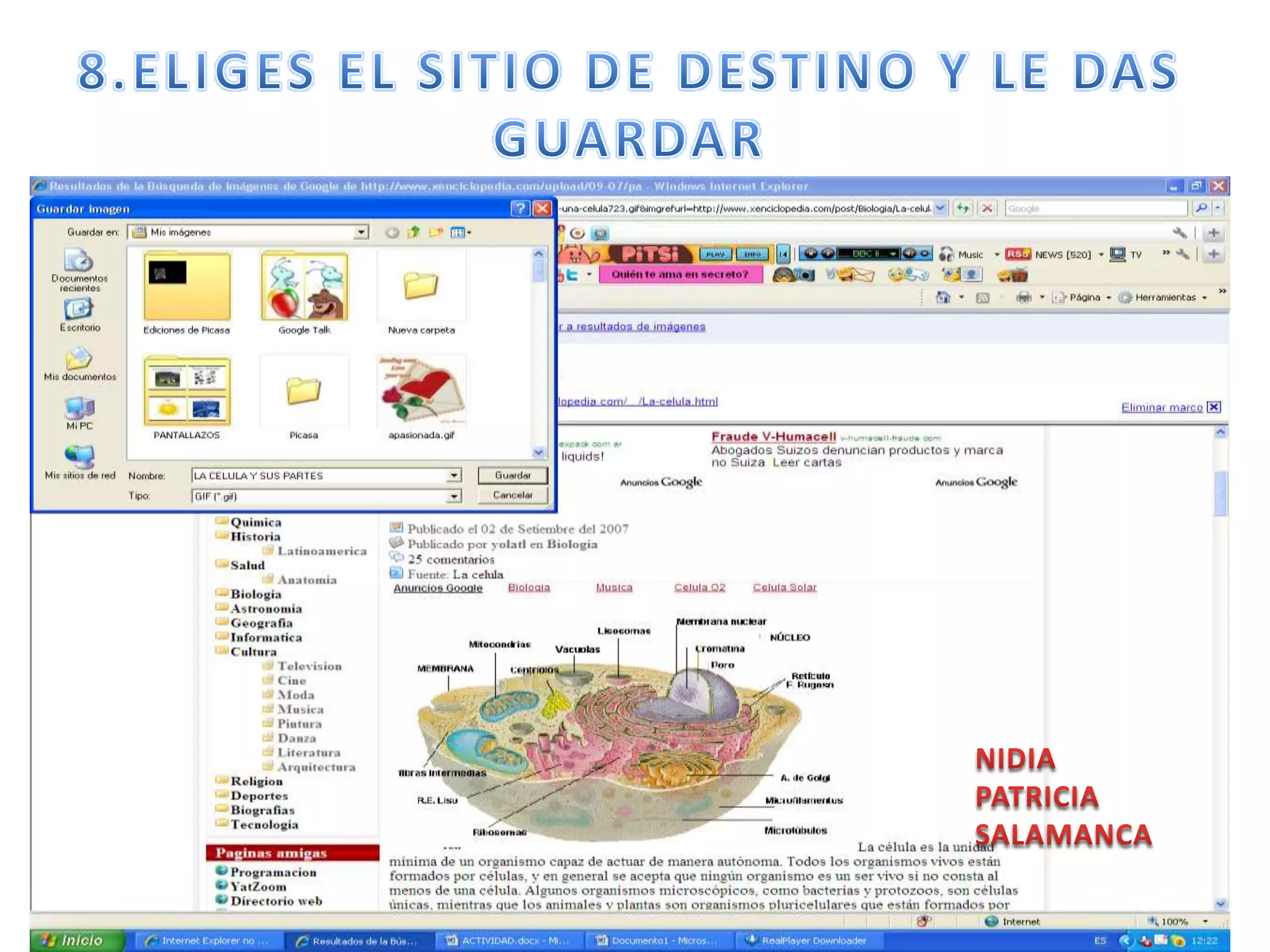 8.ELIGES EL SITIO DE DESTINO Y LE DAS GUARDARNIDIA PATRICIA SALAMANCA