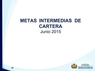 31
METAS INTERMEDIAS DE
CARTERA
Junio 2015
 