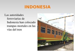 INDONESIA Las autoridades ferroviarias de Indonesia han colocado trampas mortales en las vías del tren  