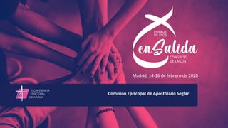 Madrid, 14-16 de febrero de 2020
Comisión Episcopal de Apostolado Seglar
 