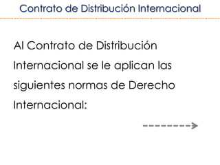 “La venta de los Productos se realizará de acuerdo a las condiciones generales
de venta que se establecen en los Anexos de este Contrato”.
“El Suministrador entregará los Productos en …….....…….. [mencionar el lugar
físico: almacén, puerto, aeropuerto, etc.] de …………… [ciudad y país], en condiciones
…...……. [mencionar Incoterm]. El Distribuidor se compromete a cumplir
escrupulosamente las condiciones de pago convenidas entre las Partes”.
“Se acuerda que los Productos son propiedad del Suministrador hasta que el
Distribuidor no haya satisfecho íntegramente su pago”.
3.3 CLÁUSULA DE CONDICIONES DE VENTA
Ver ejemplo de Contrato de Distribución Internacional
 