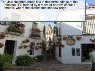 The Jew Neighbourhood lies in the surroundings of the
  mosque, it is formed by a maze of narrow, cobbled
  streets, where the silence and shadow reign.
 