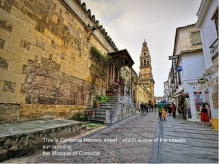 This is Cardenal Herrero street , which is one of the streets
surrounding
the Mosque of Cordoba.
 