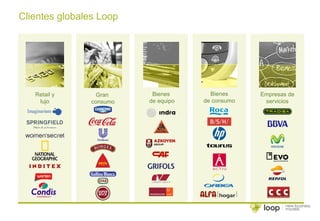Retail y
lujo
Gran
consumo
Empresas de
servicios
Bienes
de consumo
Bienes
de equipo
Clientes globales Loop
 