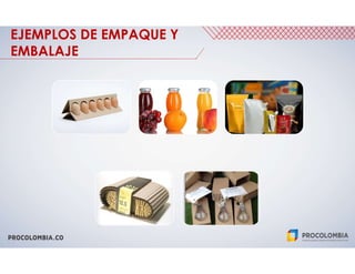 EJEMPLOS DE EMPAQUE Y
EMBALAJE
 