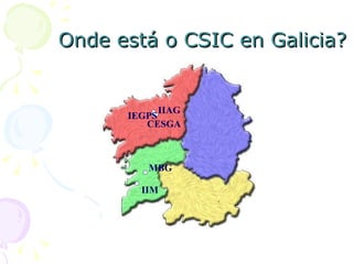   Onde está o CSIC en Galicia? MBG IIM CESGA IEGPS IIAG 