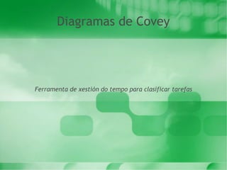 Diagramas de CoveyDiagramas de Covey
Ferramenta de xestión do tempo para clasificar tarefas
 