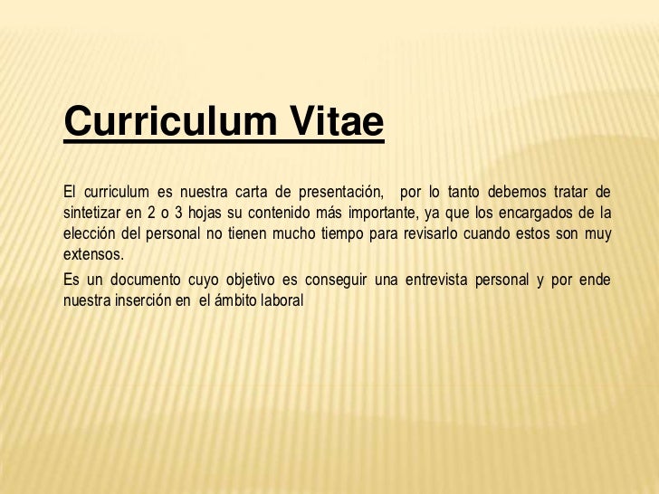 Presentacion curriculum
