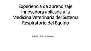 Experiencia de aprendizaje
innovadora aplicada a la
Medicina Veterinaria del Sistema
Respiratorio del Equino
Cristian A. Castillo Franz
 