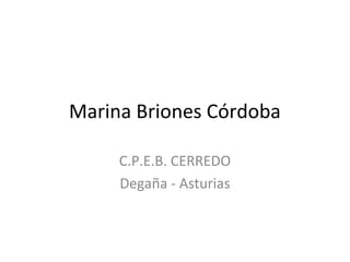 Marina Briones Córdoba 
C.P.E.B. CERREDO 
Degaña - Asturias 
 
