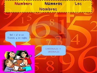 NumbersNumbers NúmerosNúmeros LesLes
NombresNombres
Del 1 al 10 en
francés y en inglés
CARDINALES Y
ORDINALES
 