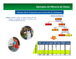 www.dataminingperu.com
Ejemplos de Minería de Datos
Objetivo. Identificar a todos los posibles clientes que están
haciendo...