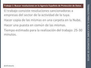 @alfredovela
TRABAJOSPARAELAULASOBRESEGURIDADDEDATOS
Trabajo 1: Buscar resoluciones en la Agencia Española de Protección d...