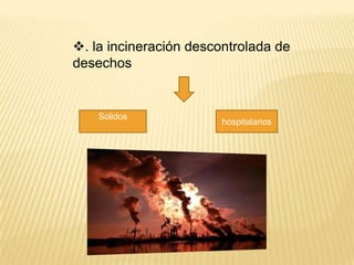 . la incineración descontrolada de
desechos


    Solidos
                        hospitalarios
 