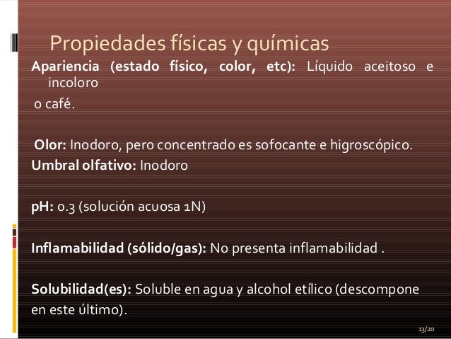 Presentación de ácido sulfurico