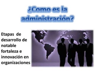 Etapas de
desarrollo de
notable
fortaleza e
innovación en
organizaciones
 