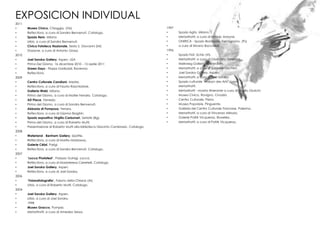 EXPOSICION INDIVIDUAL
2011
•      Museo Civico, Chioggia, (Ve)                                                   1997
•      Reflections, a cura di Sandra Benvenuti. Catalogo.                             •      Spazio Agfa, Milano.
•      Spazio Rem, Milano                                                             •      Metaritratti, a cura di Erminio Annunzi.
•      Urbis, a cura di Sandra Benvenuti.                                             •      ONIRICA - Spazio Bramante, Fermignano. (Ps)
•      Civica Fototeca Nazionale, Sesto S. Giovanni (Mi)                              •      a cura di Silvano Bacciardi.
•      Stazione, a cura di Antonio Grassi.                                            1996
2010                                                                                  •      Spazio Fiaf, Schio (Vi).
•      Joel Soroka Gallery, Aspen, USA                                                •      Metaritratti, a cura di Giancarlo Torresani.
•      Prima Del Giorno, 16 dicembre 2010 - 15 aprile 2011                            •      Melkweg Gallery, Amsterdam.
•      Green Days - Piazza Garibaldi, Ravenna                                         •      Metaritratti, a cura di Suzanne Dechert.
•      Reflections.                                                                   •      Joel Soroka Gallery, Aspen.
2009                                                                                  •      Metaritratti, a cura di Joel Soroka.
•      Centro Culturale Candiani, Mestre.                                             •      Spazio culturale „Maison des Arts‟, Laon.
•      Reflections, a cura di Fausto Raschiatore.                                     •      Metaritratti.
•      Galleria Wabi, Milano.                                                         •      Metaritratti - mostra itinerante a cura di Virgilio Giuricin:
•      Prima del Giorno, a cura di Maiter Ferrario. Catalogo.                         •      Museo Civico, Rovigno, Croazia.
•      AD Place, Venezia.                                                             •      Centro Culturale, Pisino.
•      Prima del Giorno, a cura di Sandra Benvenuti.                                  •      Museo Popolare, Pinguente.
•      Abbazia di Pomposa, Ferrara.                                                   •      Galleria del Centro Culturale Francese, Palermo.
•      Reflections. a cura di Gianna Braghin.                                         •      Metaritratti, a cura di Vincenzo Mirisola.
•      Spazio espositivo Virgilio Carbonari, Seriate (Bg).                            •      Galerie Patrik Vicqueray, Bruxelles.
•      Prima del Giorno, a cura di Roberto Mutti,                                     •      Metaritratti, a cura di Patrik Vicqueray.
•      Presentazione di Roberto Mutti alla biblioteca Giacinto Cambrasio. Catalogo.
2008
•      Waterland - Benham Gallery, Seattle.
•      Reflections, a cura di Marita Holdaway.
•      Galerie Célal, Parigi.
•      Reflections, a cura di Sandra Benvenuti. Catalogo.
2007
•      „Lucca Photofest‟, Palazzo Guinigi, Lucca.
•      Reflections, a cura di Mariateresa Cerretelli. Catalogo.
•      Joel Soroka Gallery, Aspen.
•      Reflections, a cura di Joel Soroka.
2006
•      „Foianofotografia’, Foiano della Chiana (Ar)
•      Urbis, a cura di Roberto Mutti. Catalogo.
2004
•      Joel Soroka Gallery, Aspen.
•      Urbis, a cura di Joel Soroka.
•      1998
•      Museo Gracco, Pompei.
•      Metaritratti, a cura di Amedeo Sessa.
 