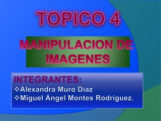 TOPICO 4 MANIPULACION DE  IMAGENES INTEGRANTES: ,[object Object]