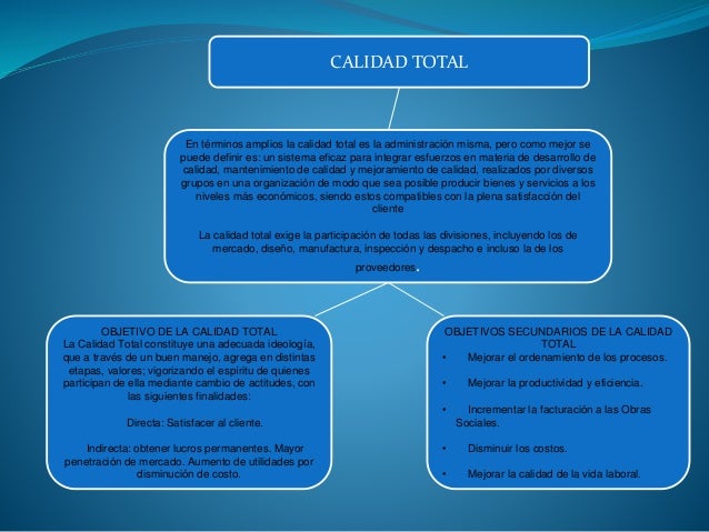 mapa conceptual de calidad y calidad total