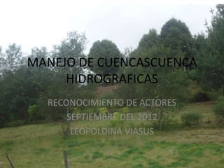 MANEJO DE CUENCASCUENCA
     HIDROGRAFICAS
  RECONOCIMIENTO DE ACTORES
      SEPTIEMBRE DEL 2012
       LEOPOLDINA VIASUS
 