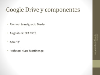 Google Drive y componentes
• Alumno: Juan Ignacio Darder
• Asignatura: ECA TIC´S
• Año: “2”
• Profesor: Hugo Martinengo
JuanIgnacioDarderMesasde
Exámenes
 