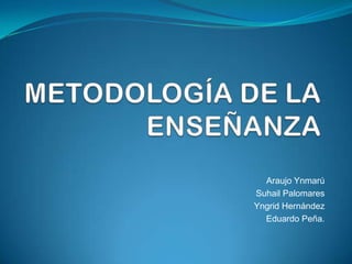 METODOLOGÍA DE LA ENSEÑANZA Araujo Ynmarú Suhail Palomares Yngrid Hernández Eduardo Peña. 