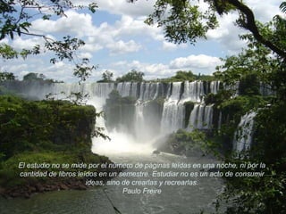 El estudio no se mide por el número de páginas leídas en una noche, ni por la
cantidad de libros leídos en un semestre. Estudiar no es un acto de consumir
ideas, sino de crearlas y recrearlas.
Paulo Freire

 