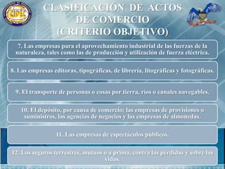 CLASIFICACIÓN  DE  ACTOS DE COMERCIO (CRITERIO OBJETIVO)