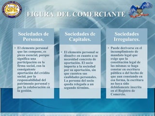 COMERCIANTESon comerciantes las personas que teniendo capacidad legal para ejercer el comercio hacen de el su ocupación ordinaria; esta definición genérica cubre a las personas físicas y morales o sociedades mercantiles y extranjeras.