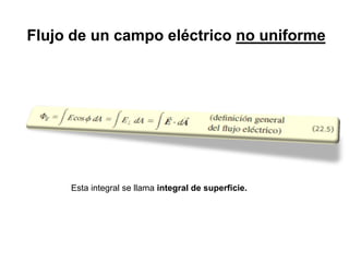 Flujo de un campo eléctrico no uniforme
Esta integral se llama integral de superficie.
 