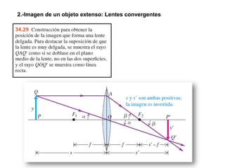 2.-Imagen de un objeto extenso: Lentes convergentes
 