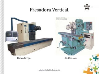 Fresadora Vertical.
Bancada Fija. De Consola
 